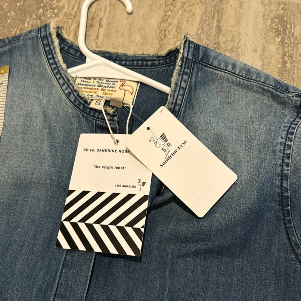 NWT Sandrine Rose x Free People Denim Button Up Top Size Small
